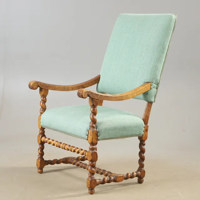 KARMSTOL, ek, barockstil, 1800/1900-tal.