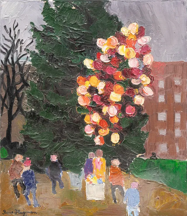 RUNE HAGMAN (1914-2007). "Ballongerna", olja på duk, signerad.