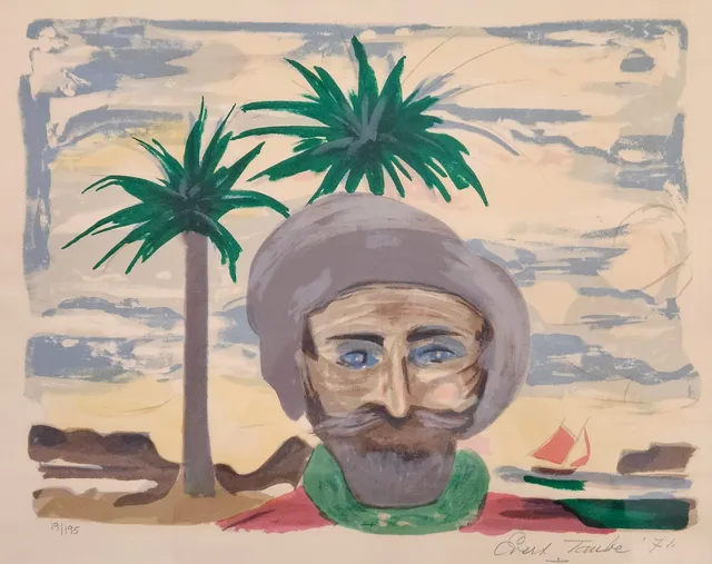 EVERT TAUBE. "DON SALUSTIANO, SAMBORONBÓN", serigrafi ur mappen "Minnen från Pampas", signerad Evert Taube, numrerad 19/195 och daterad -71.