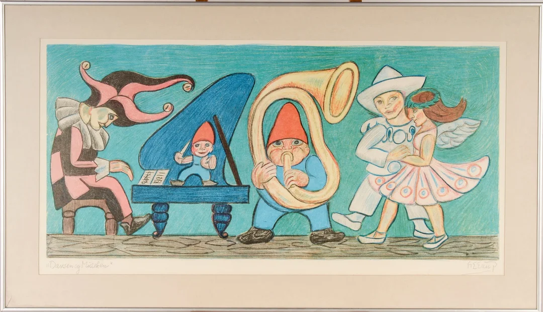 Henry Heerup. Lithograph, 'The Dance and the Music' (cd) — Paintings and sculptures/Prints and photography — Lauritz