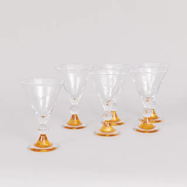 ANDERS WINGÅRD (FÖDD 1946). Champagneglas, 6 st, signerade Anders.