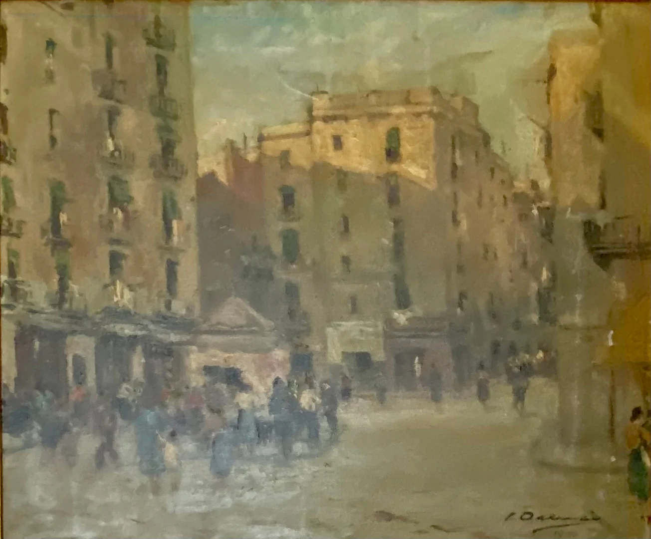 JOAQUIN ASENSIO MARINE. "PLAZA DE SAN AGUSTÍN VIEJO". ÓLEO SOBRE LIENZO. — Paintings — Barcelona Auctions