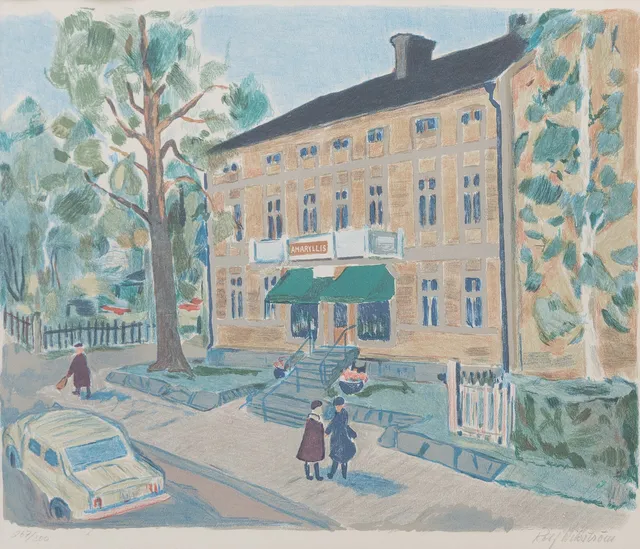 ROLF WIKSTRÖM (1922-2015). "Föreningen gamla Östersund", litografi nr 267/300, signerad.