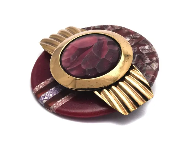 Brosch Ermani Bulatti Ø60mm ArtDeco-stil, med sten