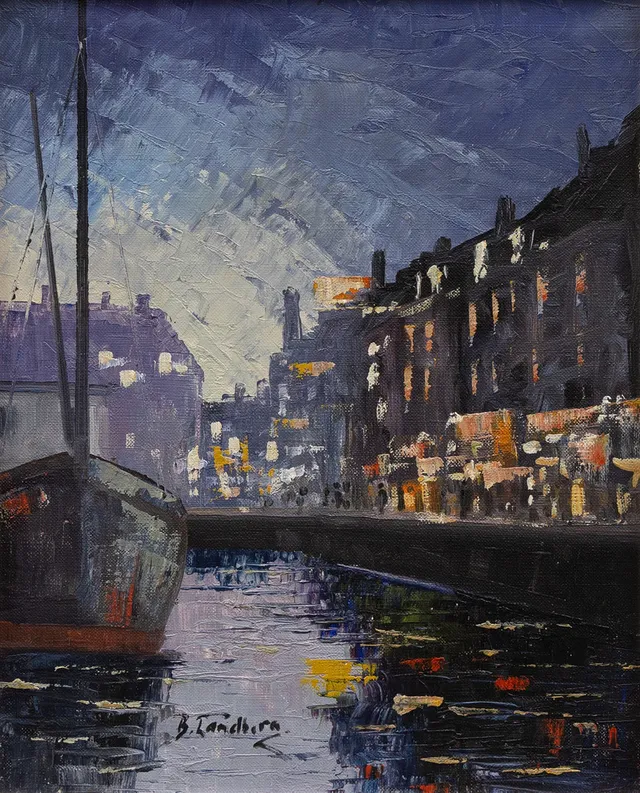 BERTIL LANDELIUS (1912-1985). Motiv från Köpenhamn, olja på duk, signerad.