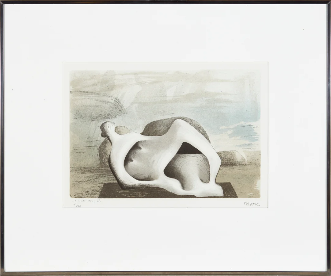 Moore, Henry — "Reclining figure" 1978 — Kunst/Grafikk — Blomqvist
