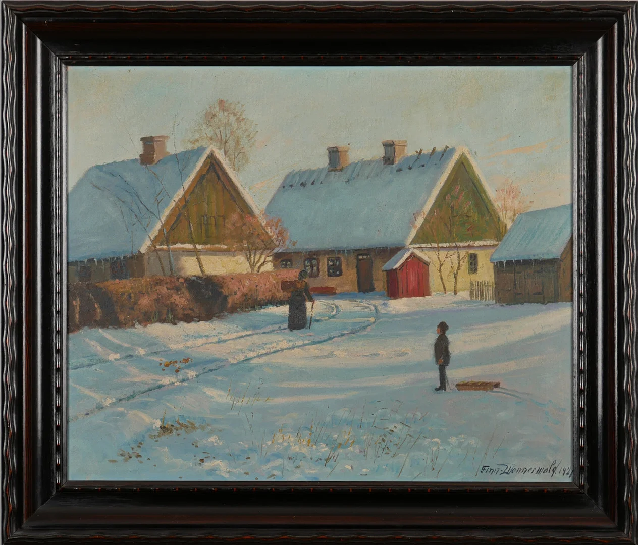 FINN WENNERWALD. Vintermotiv, olja på duk, signerad Finn Wennerwald 1921. — Paintings — Auktionsfirma Kenneth Svensson i Kalmar