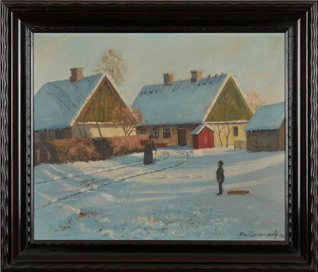 FINN WENNERWALD. Vintermotiv, olja på duk, signerad Finn Wennerwald 1921.