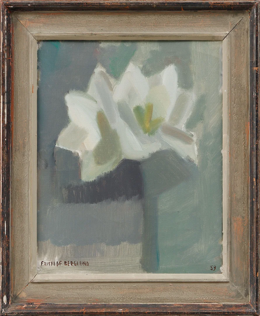 FRITHIOF BERGLUND. Blomma, olja på duk, signerad och daterad 59. — Paintings — Göteborgs Auktionsverk