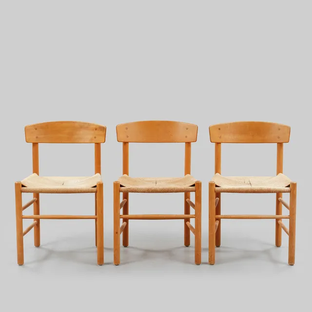 BORGE MOGESEN. Stolar, "J39", 3 st, F.D.B Möbler. Danmark.