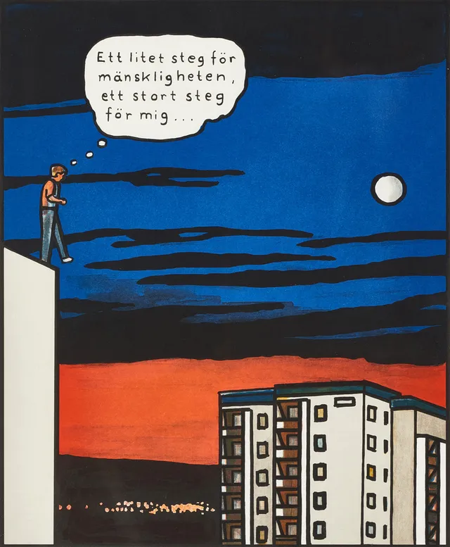 JAN STENMARK (född 1949), "Ett litet steg för mänskligheten, ett stort steg för mig...", signerad och numrerad 151/190, fine art-print/konsttryck.