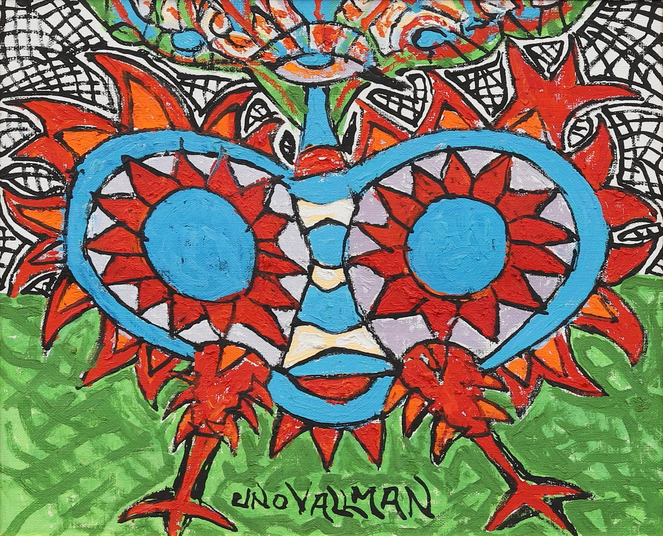 UNO VALLMAN. Komposition med tuppar, olja på duk, signrad. — Paintings — Garpenhus Auktioner