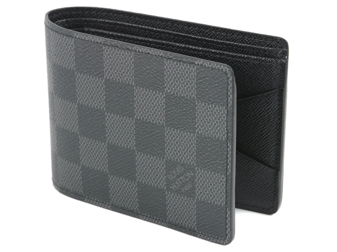 PLÅNBOK, LOUIS VUITTON, Multiple Wallet, Damier Graphite, 12x9cm, 3st kontokortsfack, sedel, dustbag, originalask. — Accessoarer/Plånböcker — Kaplans