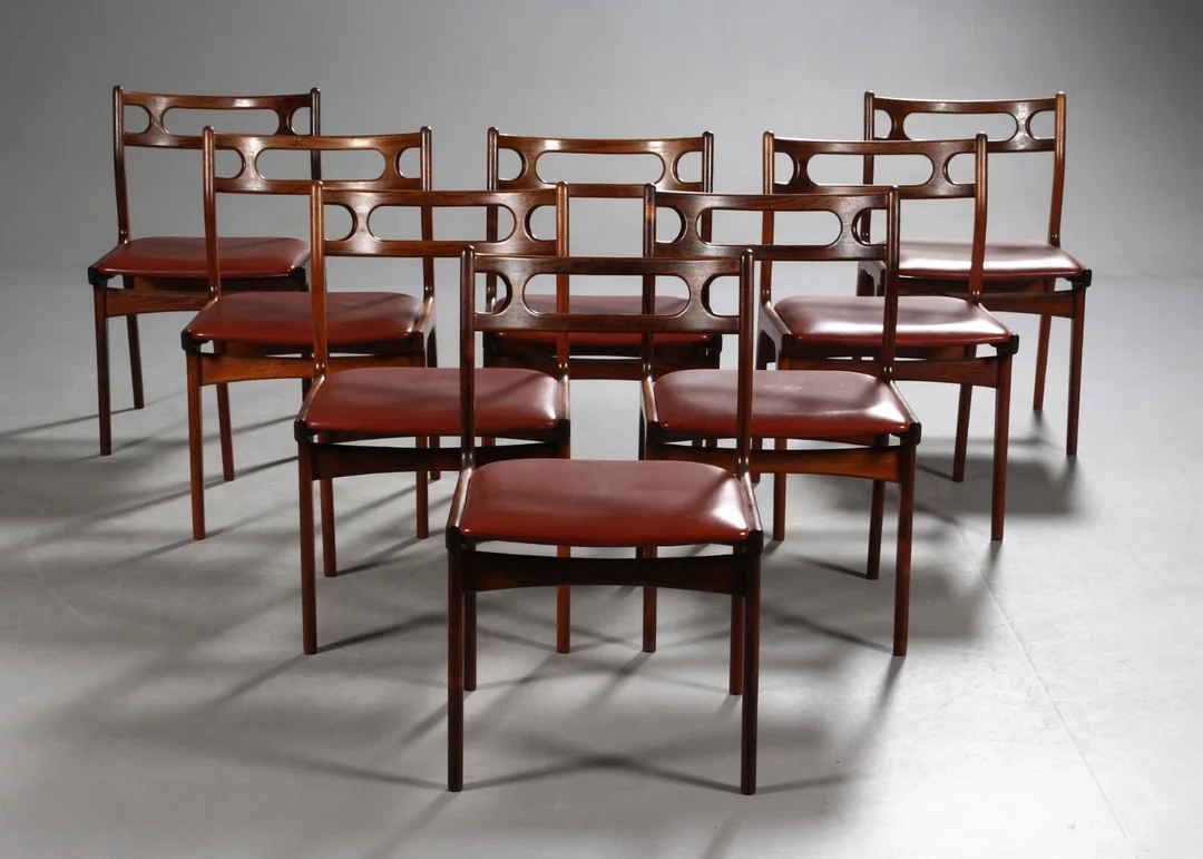 Johannes Andersen. Dining chairs, rosewood, model 138 (8) — Furniture/Chairs — Lauritz