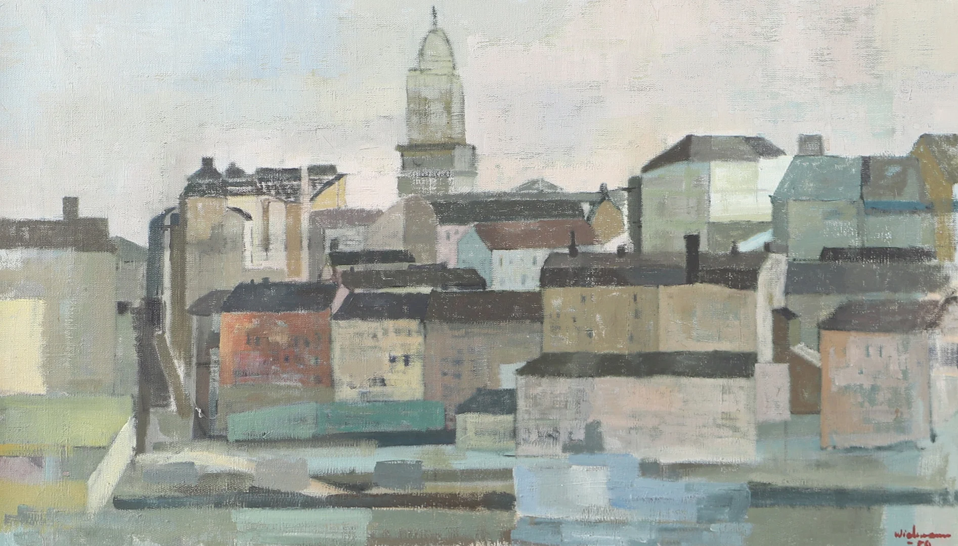 HARRY WICHMANN. Stadsbild Stockholm, olja på duk, signerad Wichmann -69. — Paintings — Helsingborgs Auktionskammare
