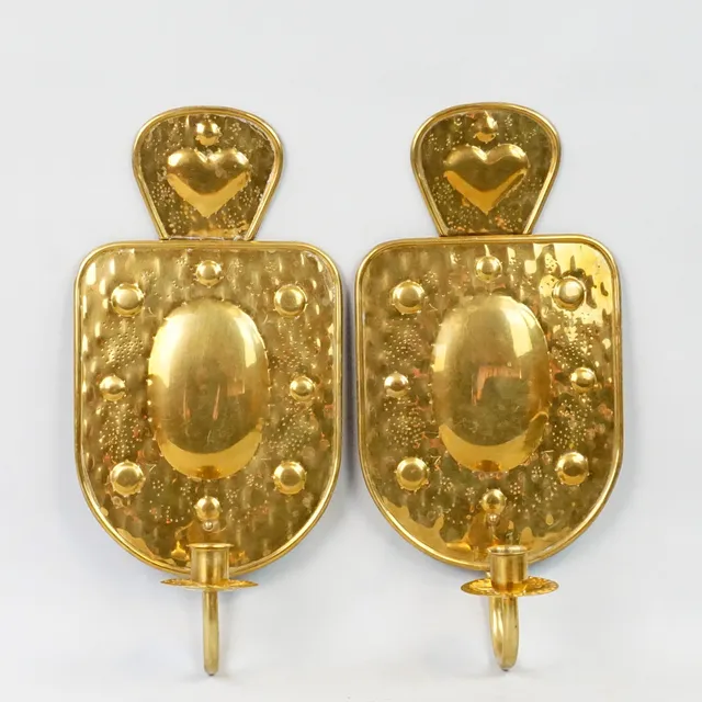 LJUSPLÅTAR 1 par, barockstil, mässing, 1900 tal.