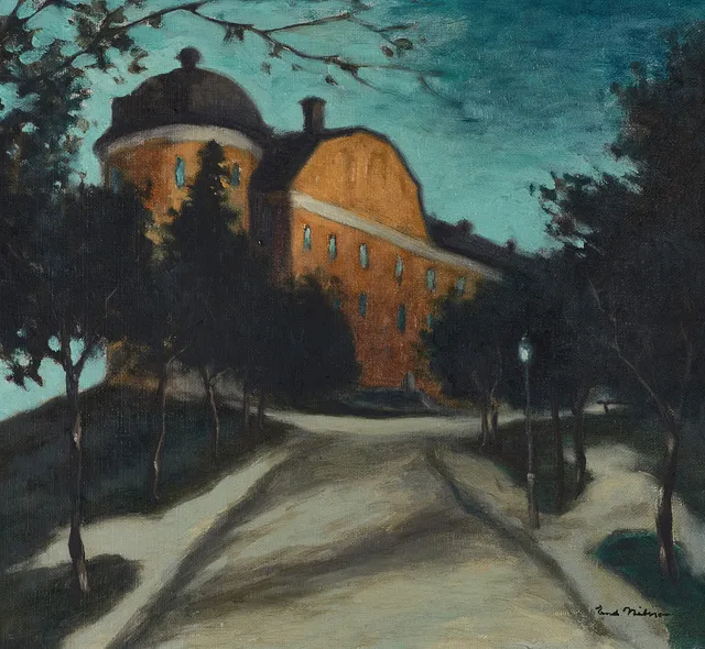 ERNST NILSSON (1892-1937), "Slottet. Upsala", signerad Ernst Nilsson, olja på duk uppklistrad på pannå.