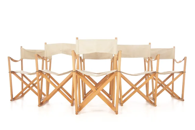 Mogens Koch for Interna. Set of six director chairs with accompanying stand (6+1)