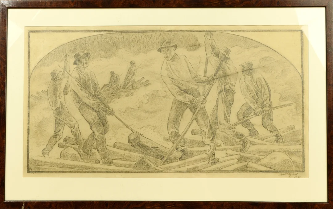 CARL MAGNUS LINDQVIST. Blyerts på papper, Flottare, Signerad och daterad 1928. — Drawings — Norrlands Auktionsverk