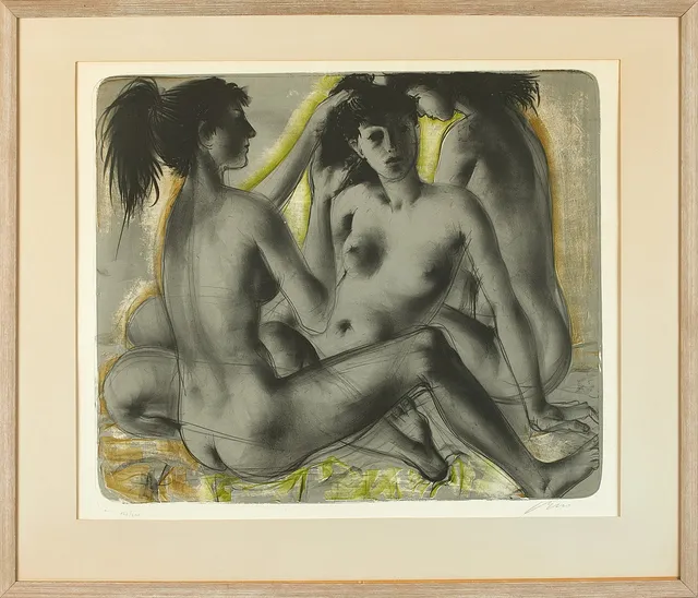 HANS ERNI (Schweiz 1909 - 2015) "Sommernachmittag" 1955, signerad och numrerad Erni 122/200, färglitografi.
