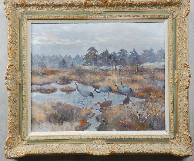 JOHANNES RAVN. 1922-1991. olja på duk, Tranor signerad, daterad -51.
