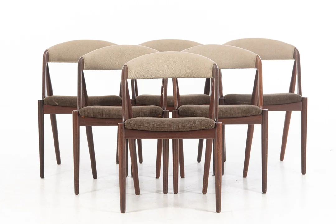 Kai Kristiansen for Schou Andersen Furniture Factory. Set of 6 teak chairs, model '31' (6) — Furniture/Chairs — Lauritz