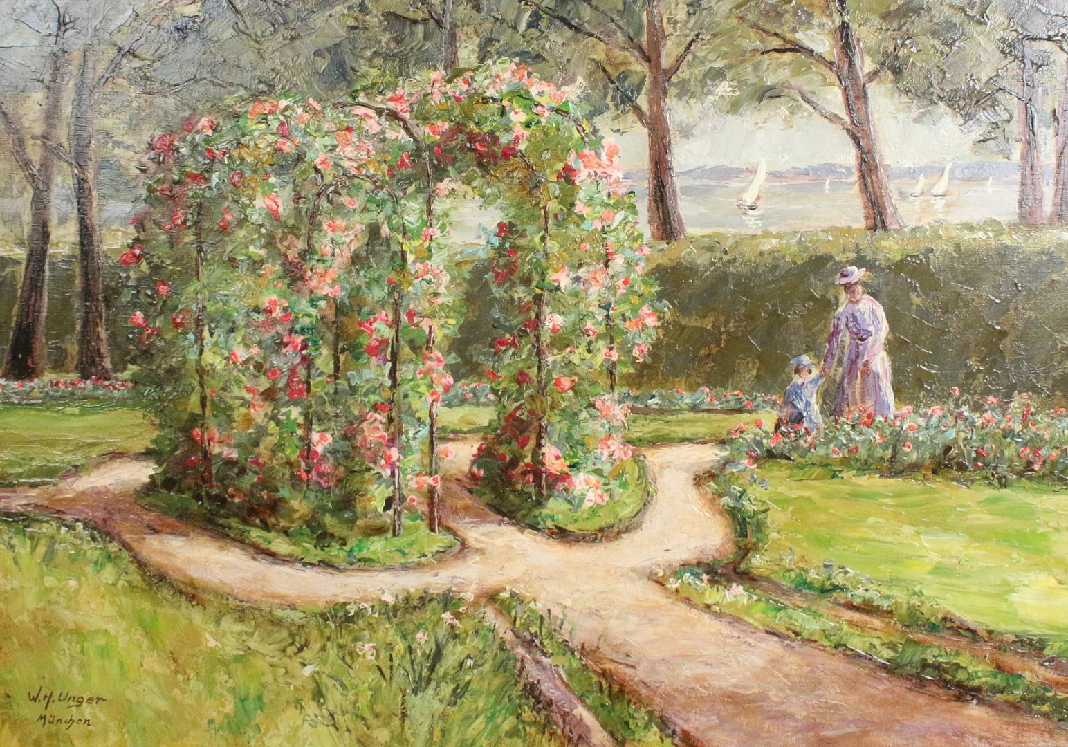 WOLFGANG HEINZ UNGER (1929-2019). Öl auf Leinwand, Rosengarten. — Paintings — Stockholms Auktionsverk Düsseldorf/Neuss