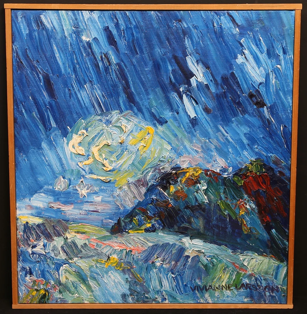 VIVIANNE LARSSON. "Molnet". Olja på duk, signerad. — Paintings — Gomér & Andersson Linköping