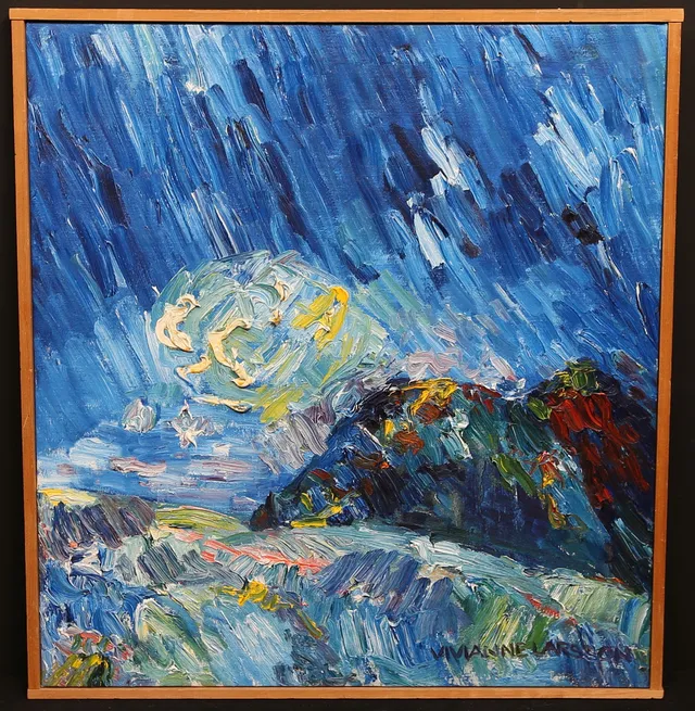 VIVIANNE LARSSON. "Molnet". Olja på duk, signerad.