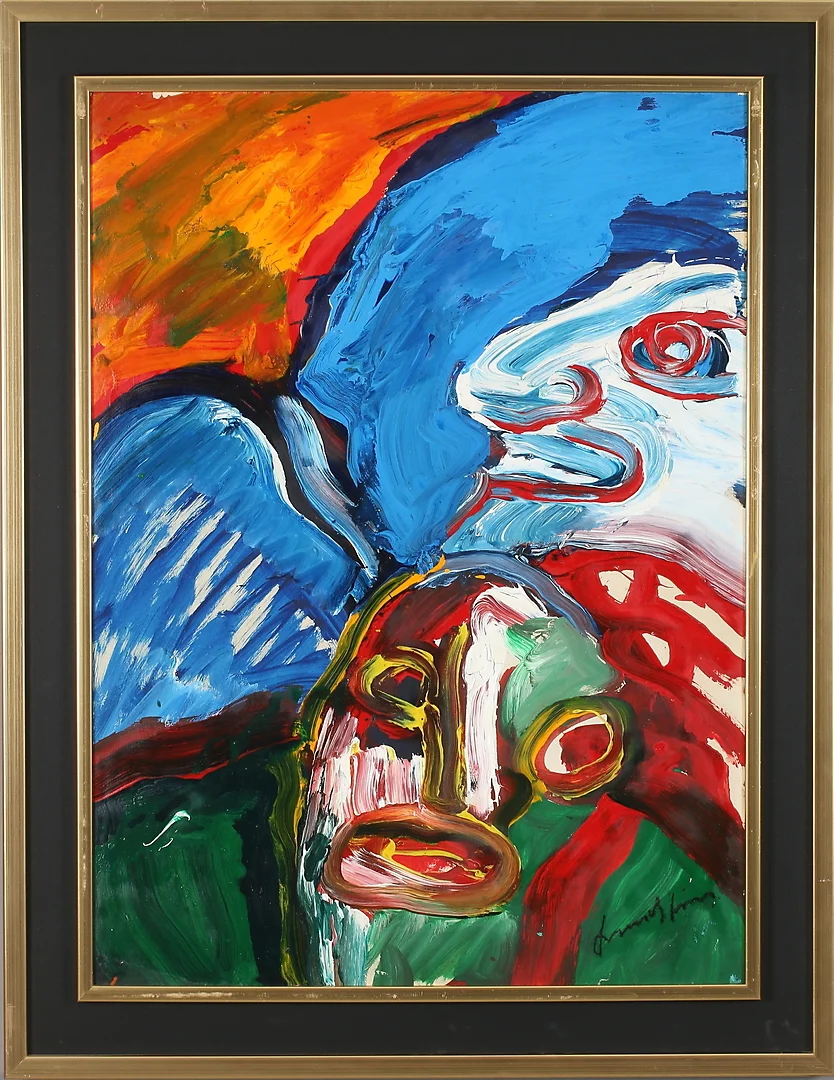 BENGT LINDSTRÖM. Komposition med figurer, akryl på papper, signerad. — Paintings — Stadsauktion Sundsvall