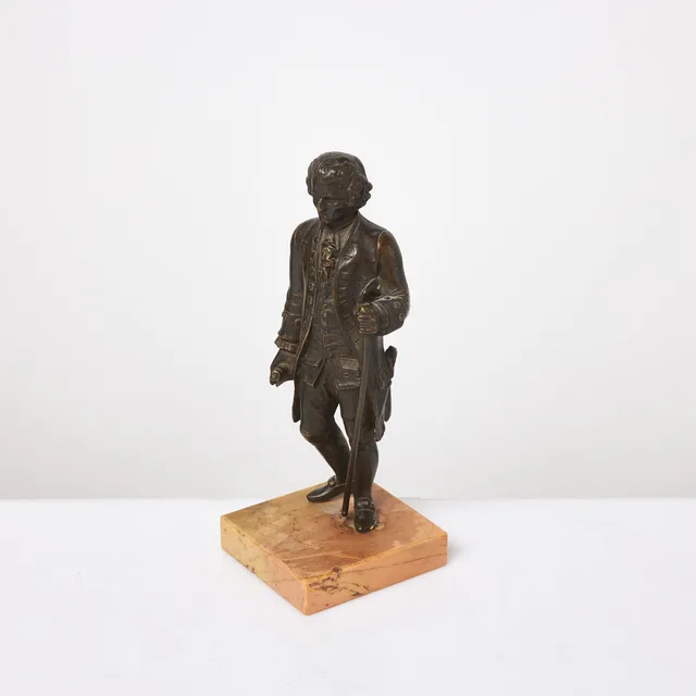 SKULPTUR. Rosset, patinerad brons, 18/1900 tal, sockel i marmor.