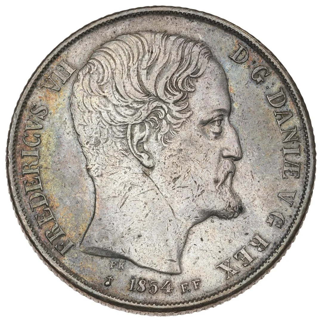 Frederik VII, 2 rigsdaler 1854 FF, H 6B — Coins, Medals & Banknotes/Denmark/Frederik VII, 1848–1863 — Bruun Rasmussen