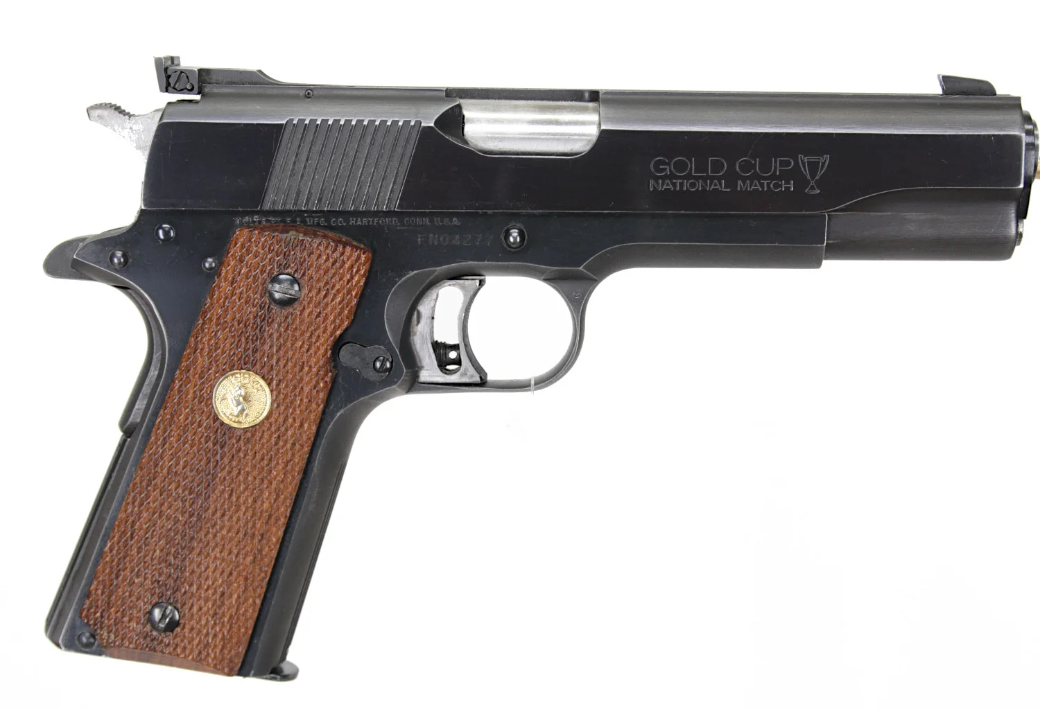67. PISTOL, amerikansk, Halvautomatisk, fabrikat Colt, modell Gold Cup Serie 80 MK IV (1911), kaliber .45ACP, tillv.nr FN04277. — Pistols — Walter Borg