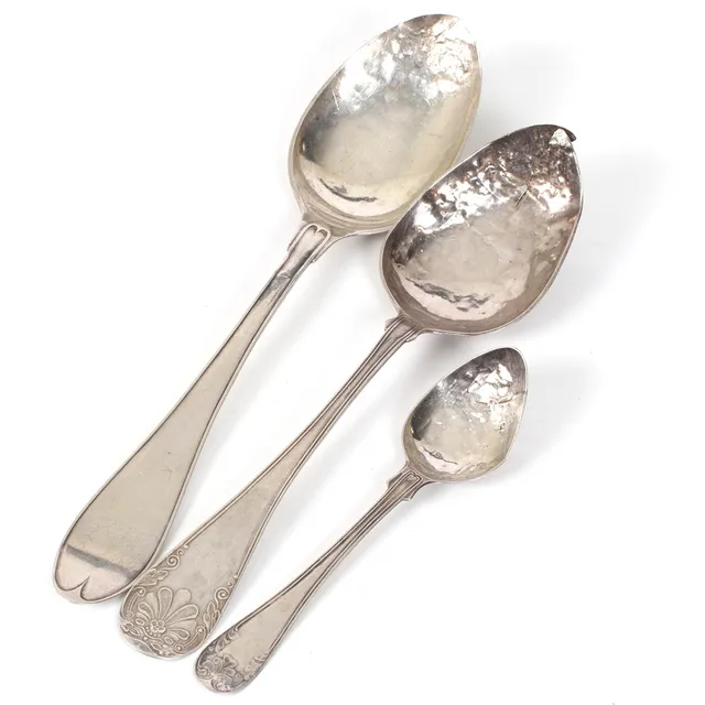 SKEDAR, 3 st, silver, bl.a. Eric Nordin Sundsvall, 1800-tal.