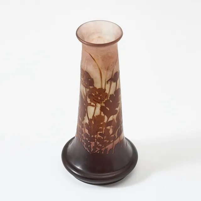 EMILE GALLÉ. Vas, överfångsglas, omkring 1900, jugend.