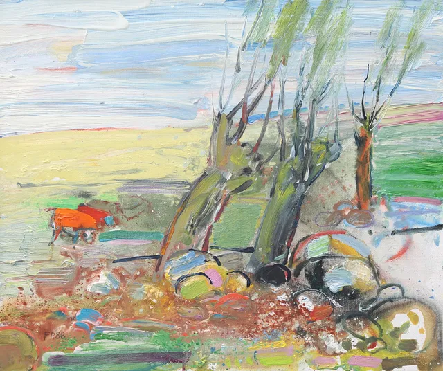 FREDRIK ROHDE. "N.Börstorp", olja på duk, signerad, daterad 88.