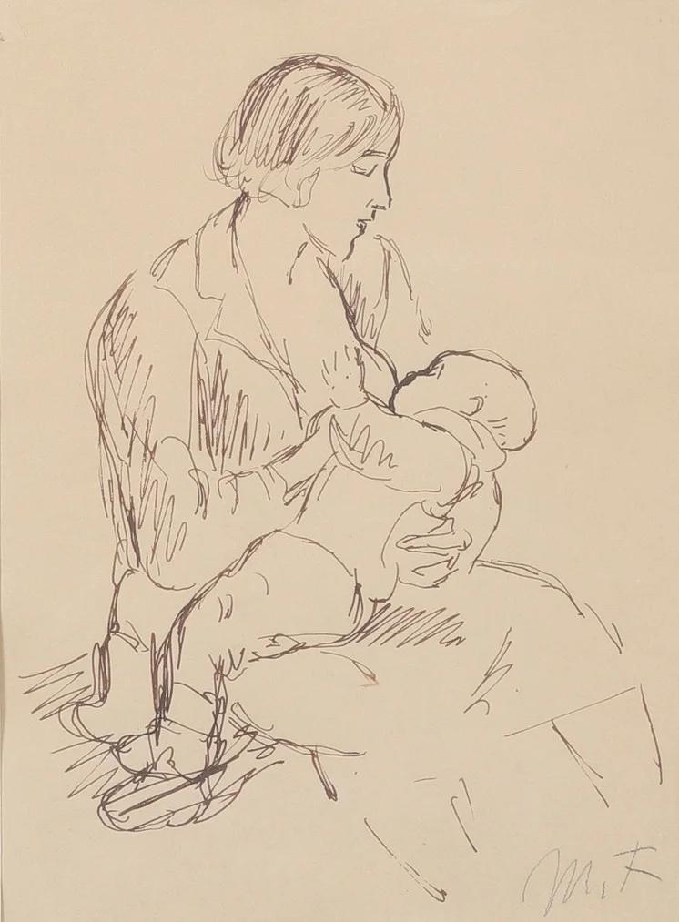 MOLLIE FAUSTMAN. Teckning, mor och barn, monogramsignerad. — Drawings — Ekenbergs Auktioner