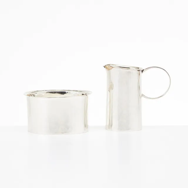 MARTIN ÖHMAN. Gräddkanna samt sockerskål, sterlingsilver, Halmstad 1984/86.