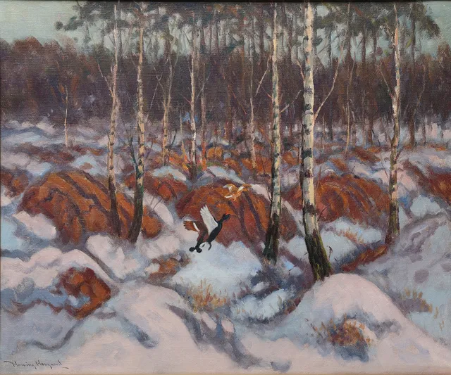 HENNING HOUGAARD. Tjäder, Olja på duk. Signerad.