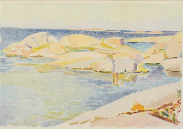 SUNE TJELLANDER. Skärgårdsmotiv, färglitografi, signerad, numrerad 19/25.