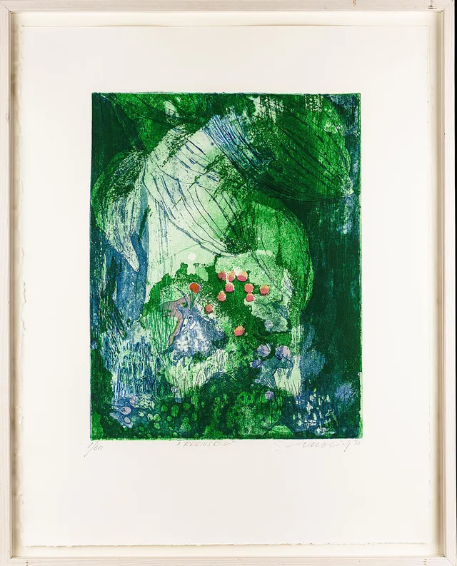 BRITA MOLIN. Färgetsning, "Regnskog", Numrerad: 1/60, Signerad, 1990.