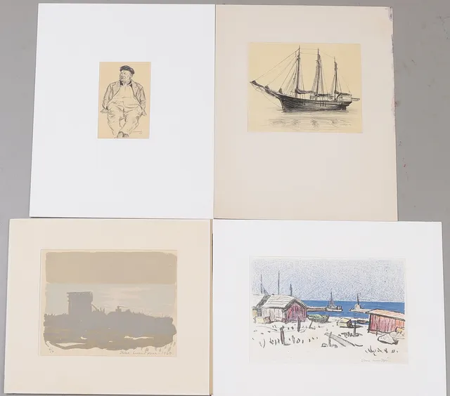 STURE LUNDGREN. 4 bilder, signerade.