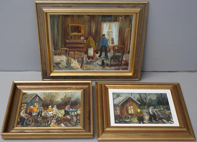 ARNE WALLSTEN. Oljor på duk, 3 st, signerade.
