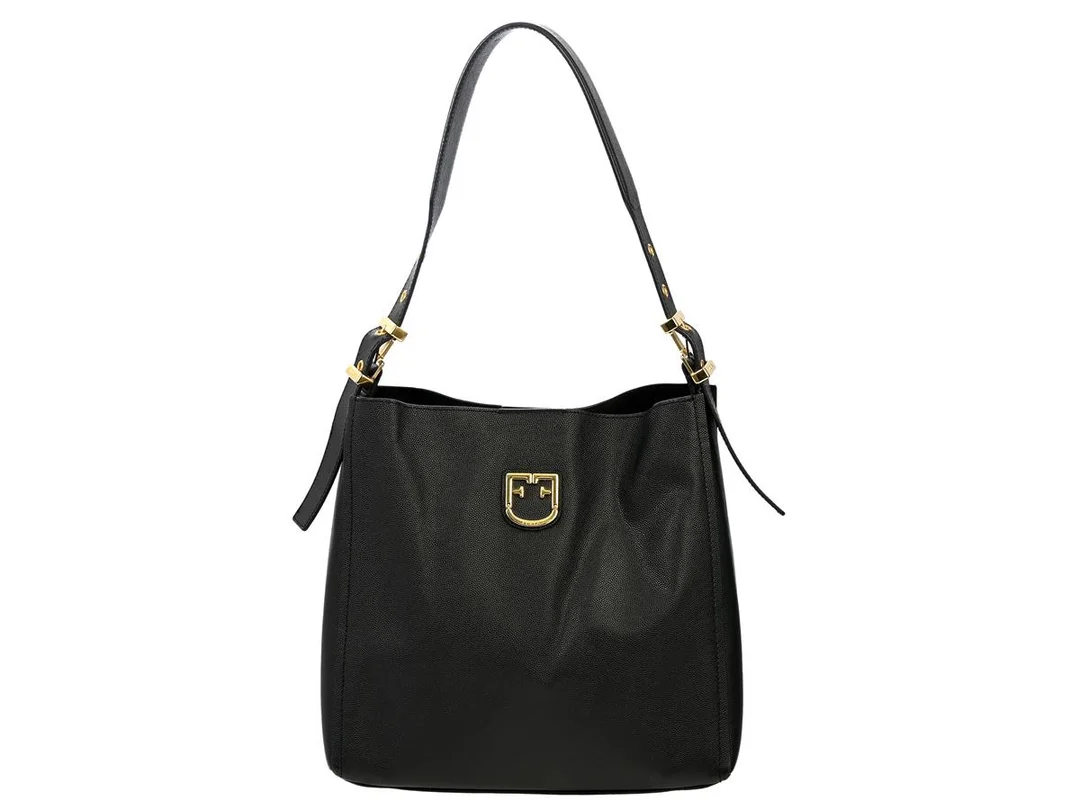 VÄSKA, FURLA, Hobo Bag, svart läder, guldfärgade beslag, 27x27x8,5 cm. — Accessoarer/Väskor — Kaplans