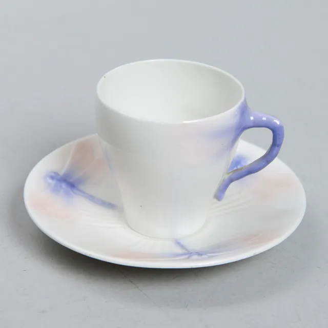 ALF WALLANDER. "Trollslända", kaffekopp, art nouveau, Rörstrand, tidigt 1900-tal.