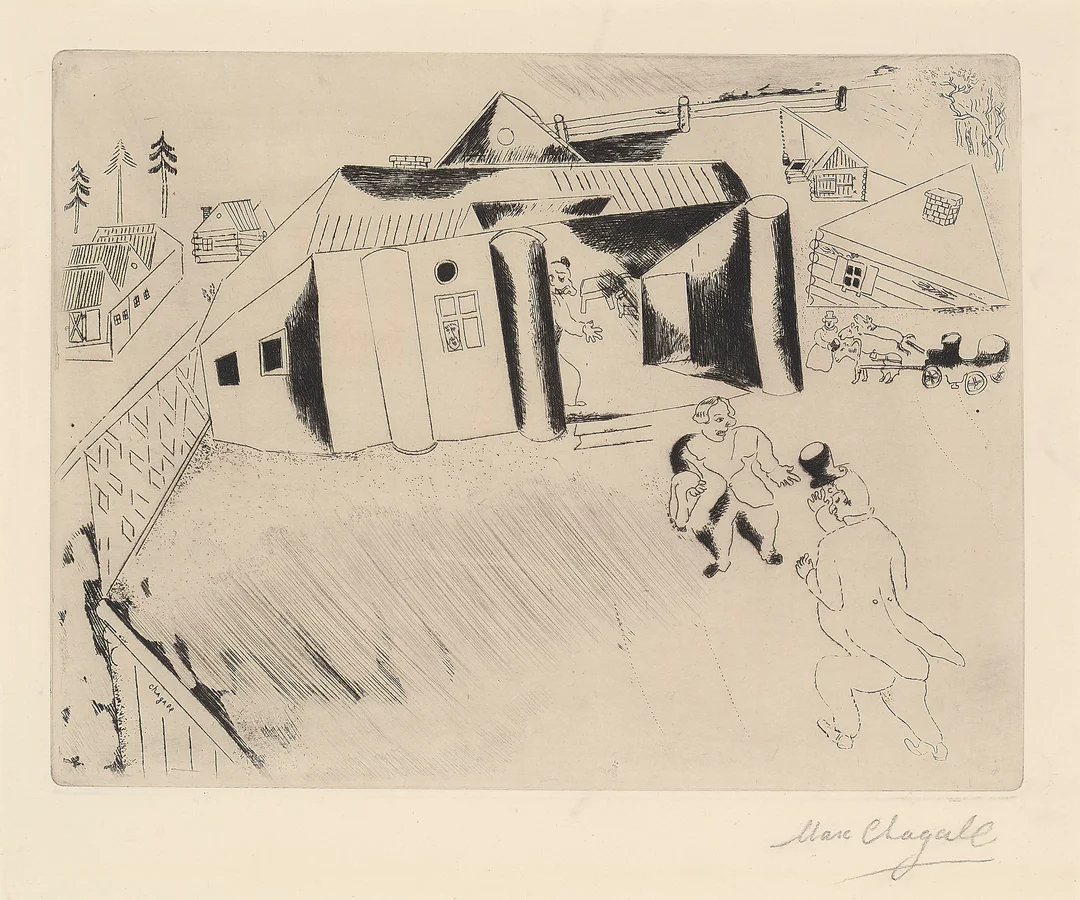 Chagall, Marc — "La maison de Sobakévitch" 1948 — Kunst/Grafikk — Blomqvist