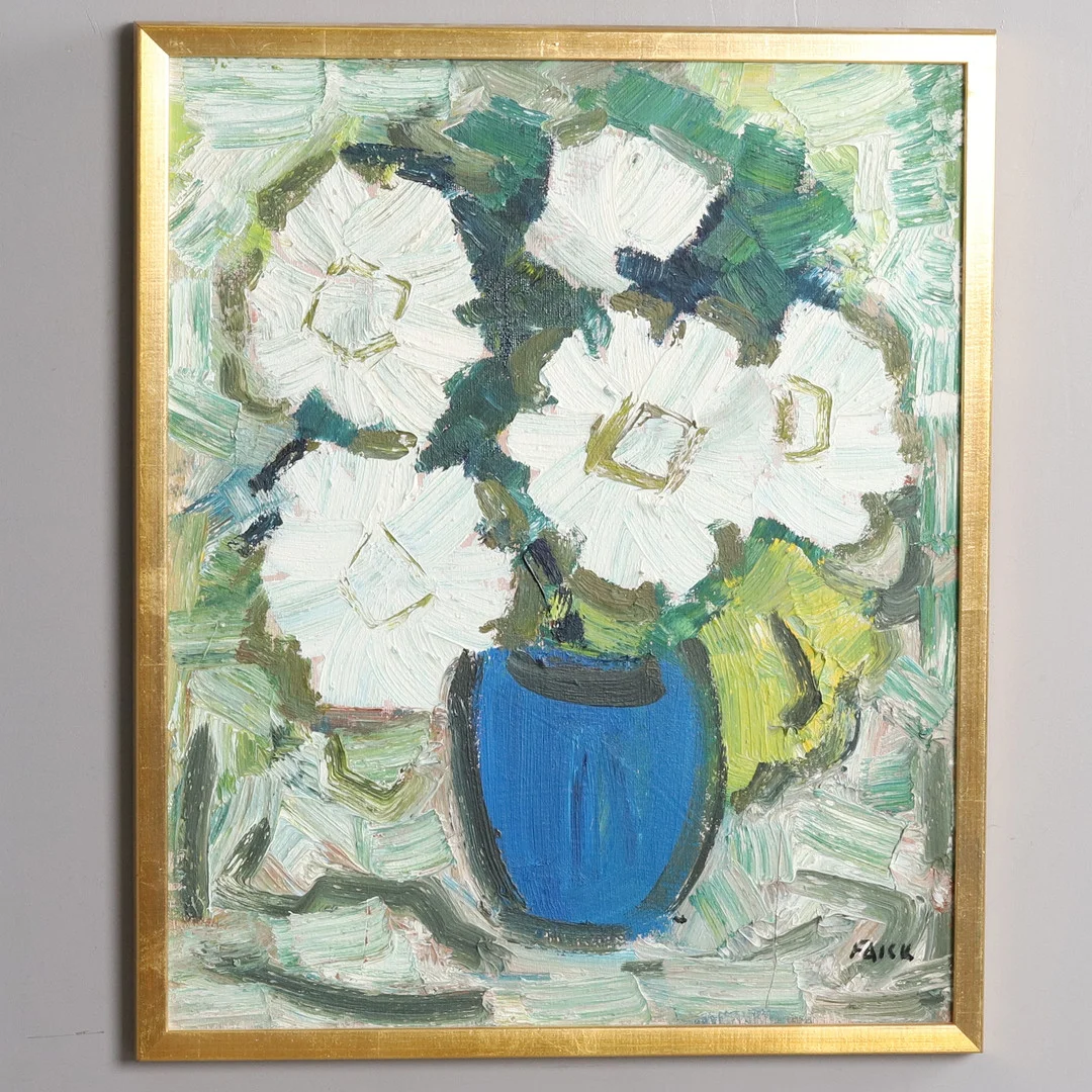 GÖSTA FALCK. Olja på duk, Blomsterstilleben, signerad. — Paintings — Örebro Stadsauktioner