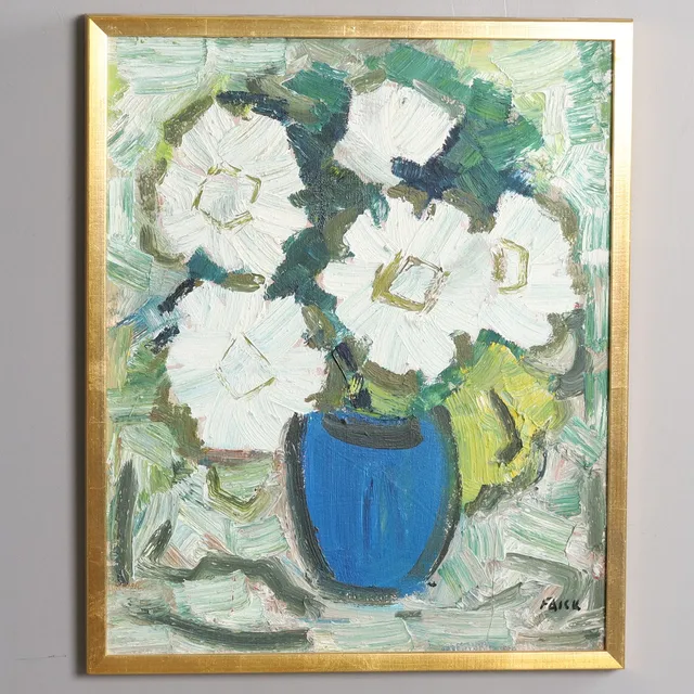 GÖSTA FALCK. Olja på duk, Blomsterstilleben, signerad.