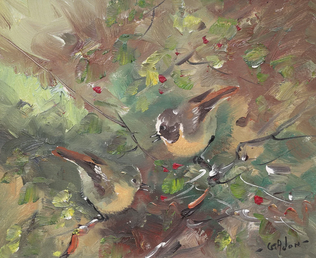 GUSTAV ADON JOHANSSON. "Rödstjärt", olja på duk, signerad. — Paintings — Växjö Auktionskammare