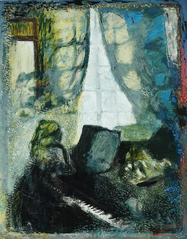 “Onsdag, Kathrinebæk”, 1969. Signed, titled and dated on the reverse. Oil on canvas. 93×74 cm.